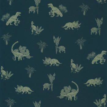 Papel Pintado Our Planet Jurassic world Bleu Nuit / Vert Kaki