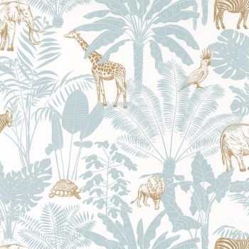 Papel Pintado Our Planet Jungle Trip Vert d´Eau / Ocre