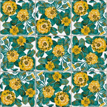 Papel pintado Tiles Daisy Green