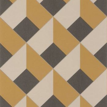 Papel Pintado Perception Losange Bleu Jaune Ocre