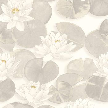 Detalle papel pintado Nymphea Blanc Coton 87630122