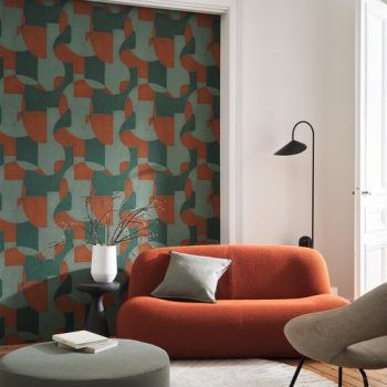 Papel Pintado OP'Art Vert / Cuivre