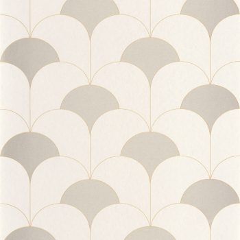 Papel pintado casadeco art decó théatre beige mate y baige satinado con toques dorados