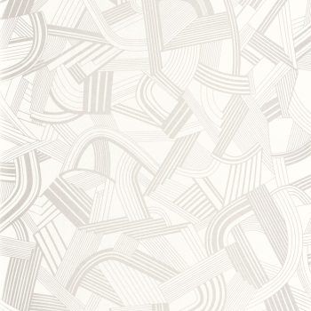 Papel pintado casadeco music hall plateado sobre blanco