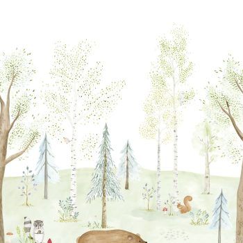 Mural de papel pintado The Enchanted forest Wiht Bear