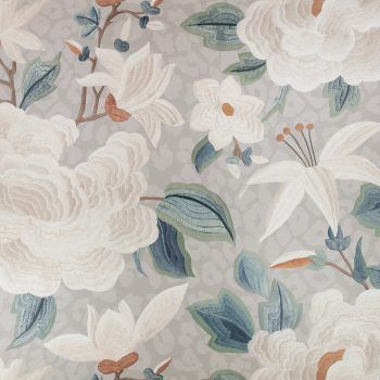 Papel pintado con detalles florales beige