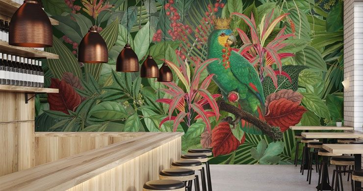 mural tropical para restaurantes